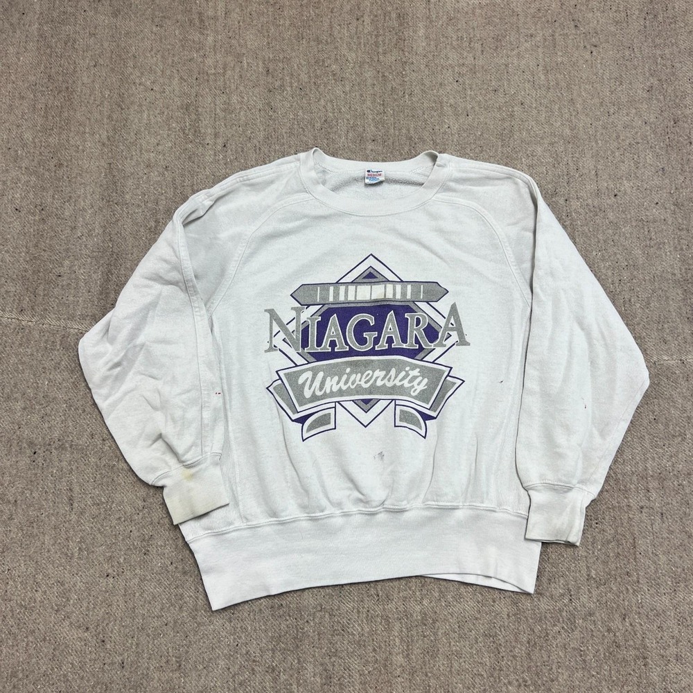 Vintage Niagara University Sweatshirt Mens Medium White 1980s Champion